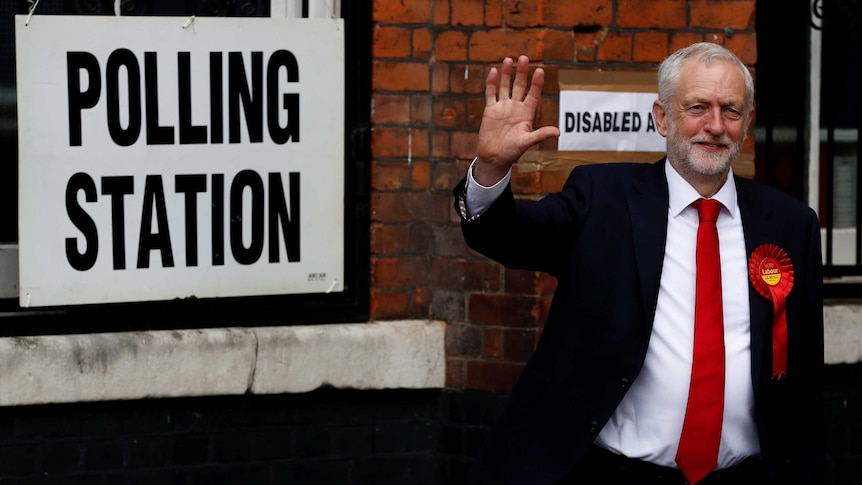 Jeremy Corbyn votes in the UK election