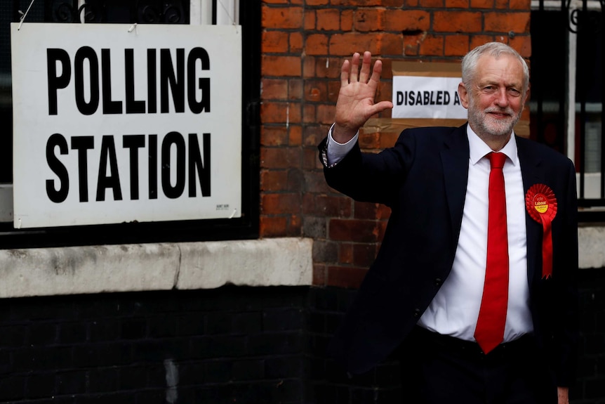 Jeremy Corbyn votes in the UK election