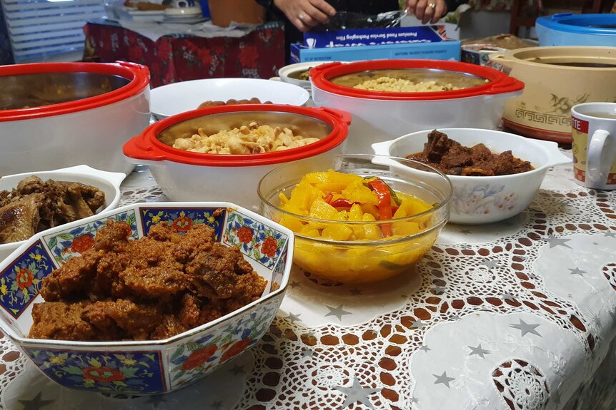 Malaysian food on table.