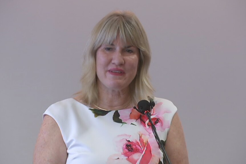 Eva Lawler speaking at a lectern.