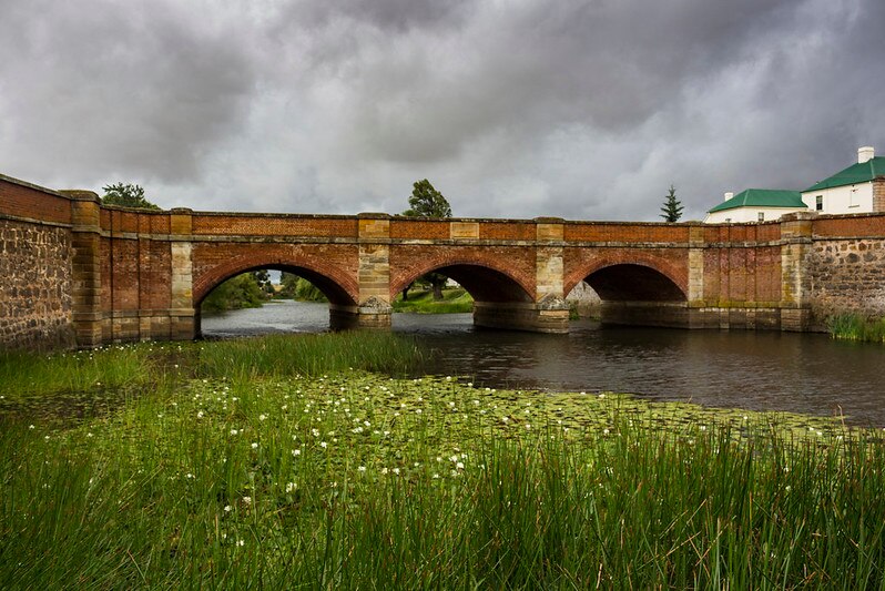 Old red brick bridge in Campbell Town Tasmania