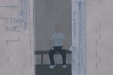 An illustration of a person sitting alone in a prison cell.
