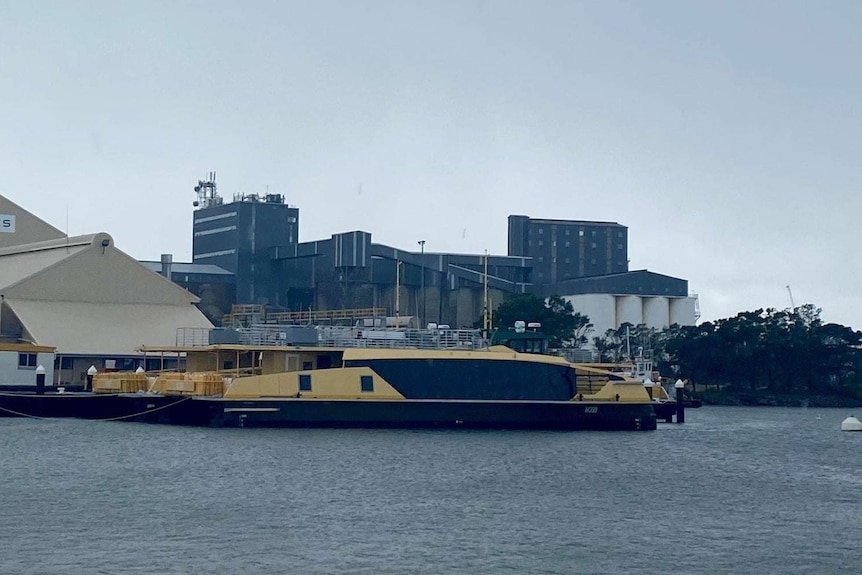 River ferry sits at dock