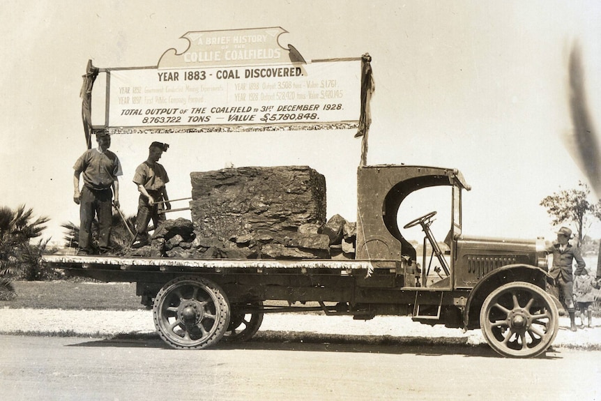A float in the centenary parade celebrating the discovery of coal at Collie.