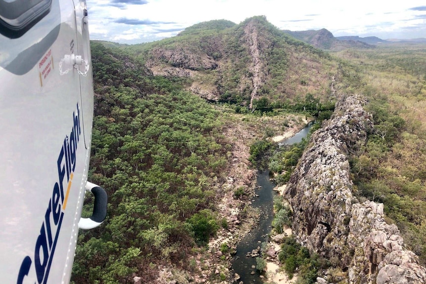 A gorge viewed from a helicopter
