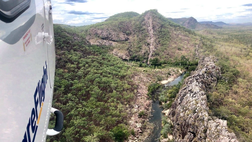 A gorge viewed from a helicopter