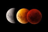 Three moons during a lunar eclipse