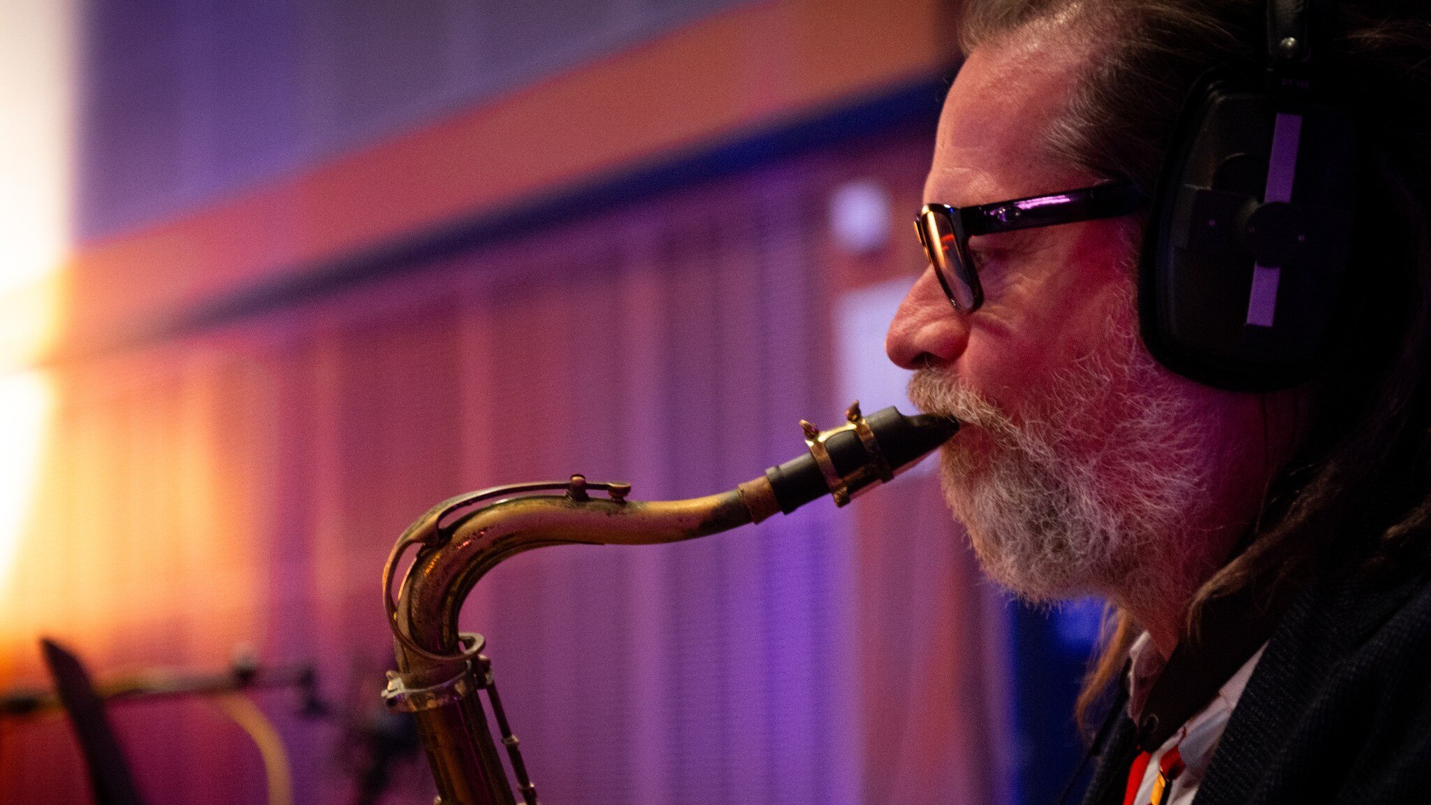 John Mackey in the ABC Jazz studios recording with Ten Part Invention