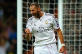 On target ... Karim Benzema celebrates scoring for Real Madrid