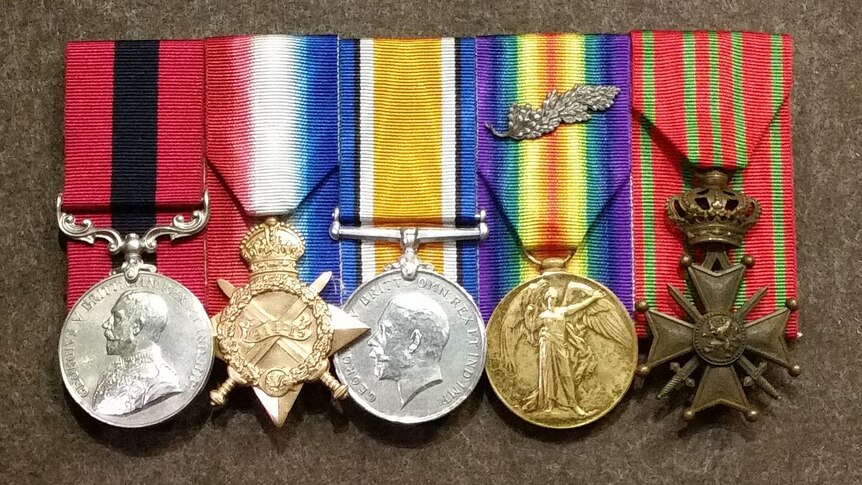 Billy Sing's medals on display at the Australian War Memorial, Canberra.
