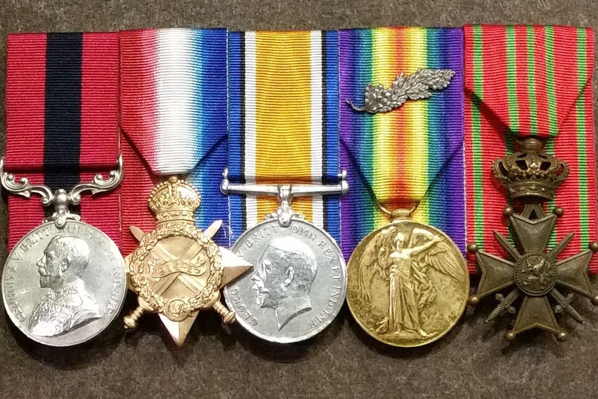 Billy Sing's medals on display at the Australian War Memorial, Canberra.