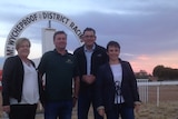 Water Minister Lisa Neville (left), VFF president Peter Tuohey, Premier Daniel Andrews and Agriculture Minister Jaala Pulford