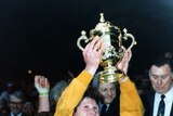 Nick Farr-Jones with the William Webb Ellis trophy in 1991