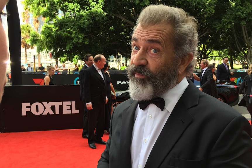 Mel Gibson at the AACTA Awards red carpet in Sydney.
