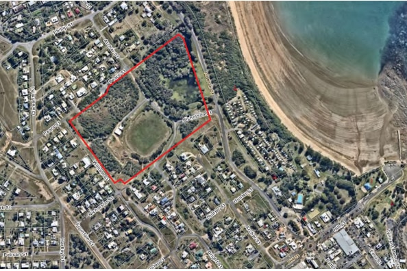 Aerial view of Emu Park on the central Queensland coast.