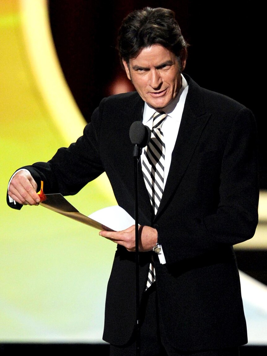 Charlie Sheen presents award at the Emmys