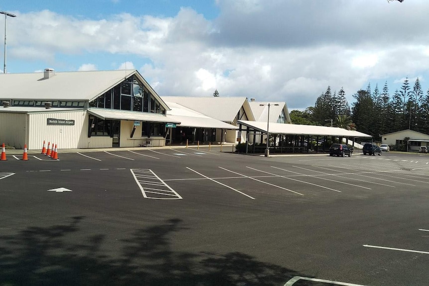 A near-empty Norfolk Island airport car park.