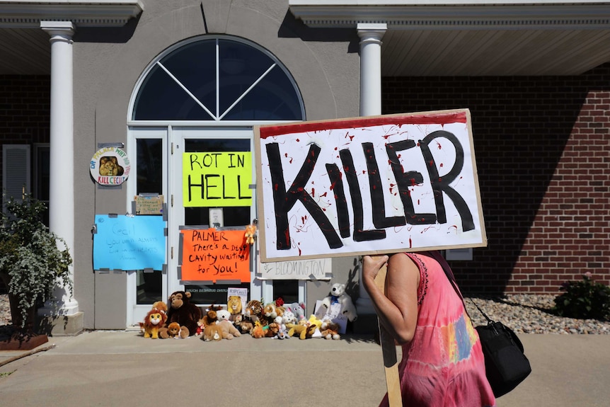 Protesters outside Walter Palmer's dental clinic