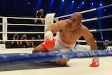 Lonely feeling ... Alex Leapai of Australia hits the canvas during his bout with Wladimir Klitschko
