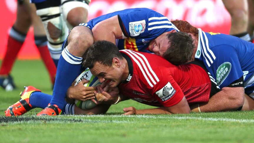 Israel Dagg is tackled short of the line