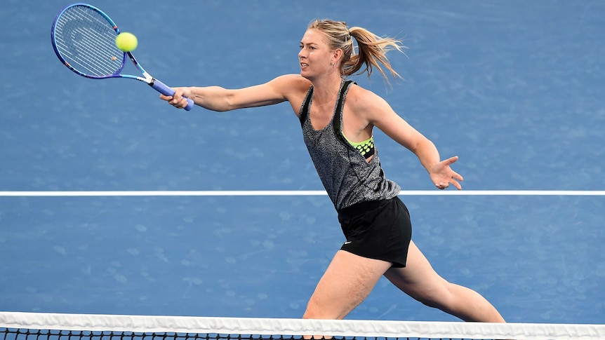 Maria Sharapova on the Brisbane practice court