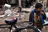 A battle-scarred neighbourhood in the Syrian city of Douma