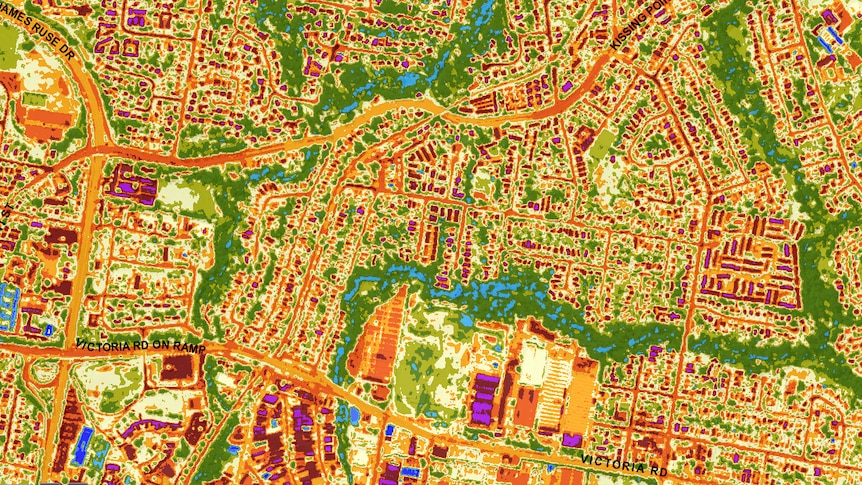 A satellite infra-red image of Parramatta in the daytime