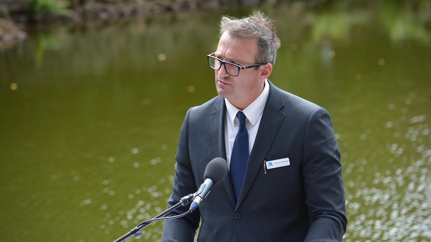 A man giving a speech.