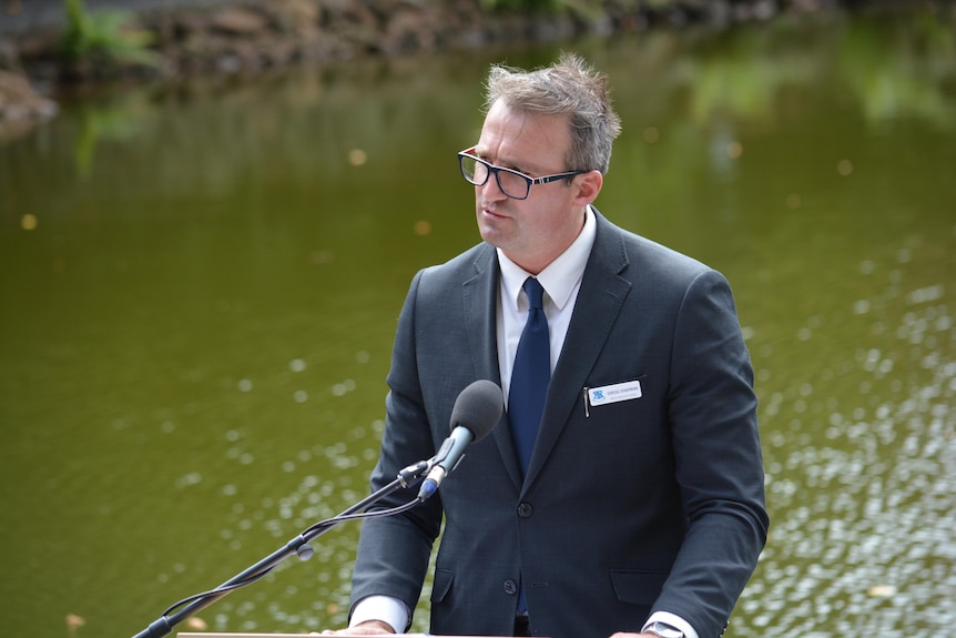 A man giving a speech.