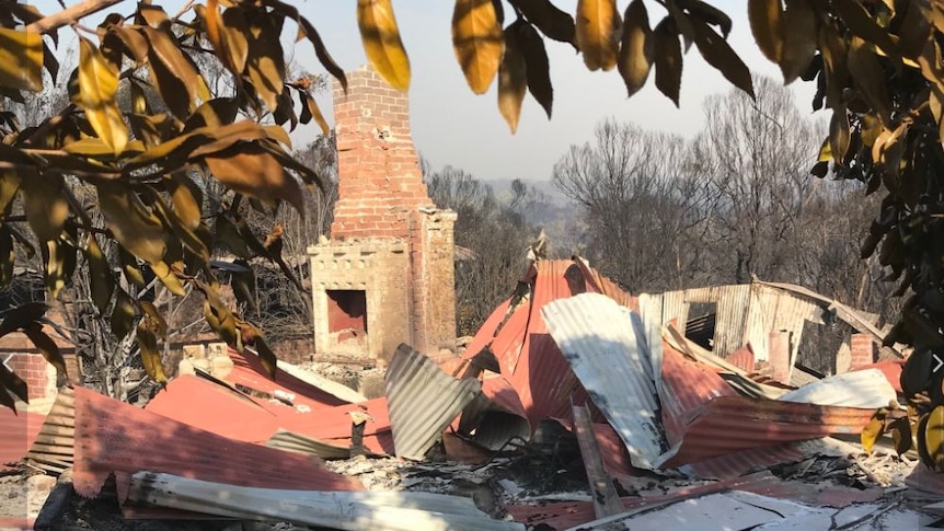 A brick house completely destroyed.