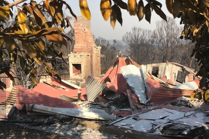 A brick house completely destroyed.