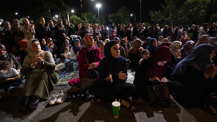 Members of the Muslim community in Melbourne hold a vigil after the Christchurch mosque attacks which claimed 50 lives.