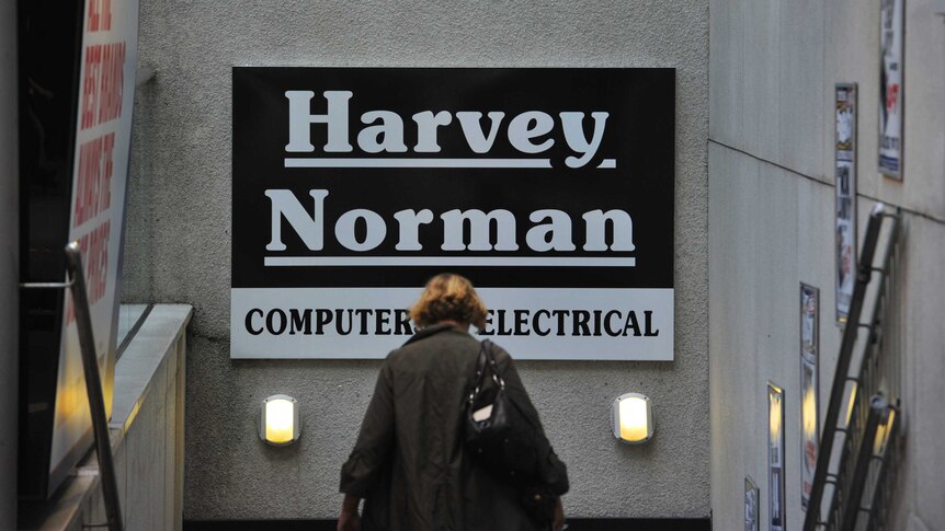 Harvey Norman signage outside a retail store