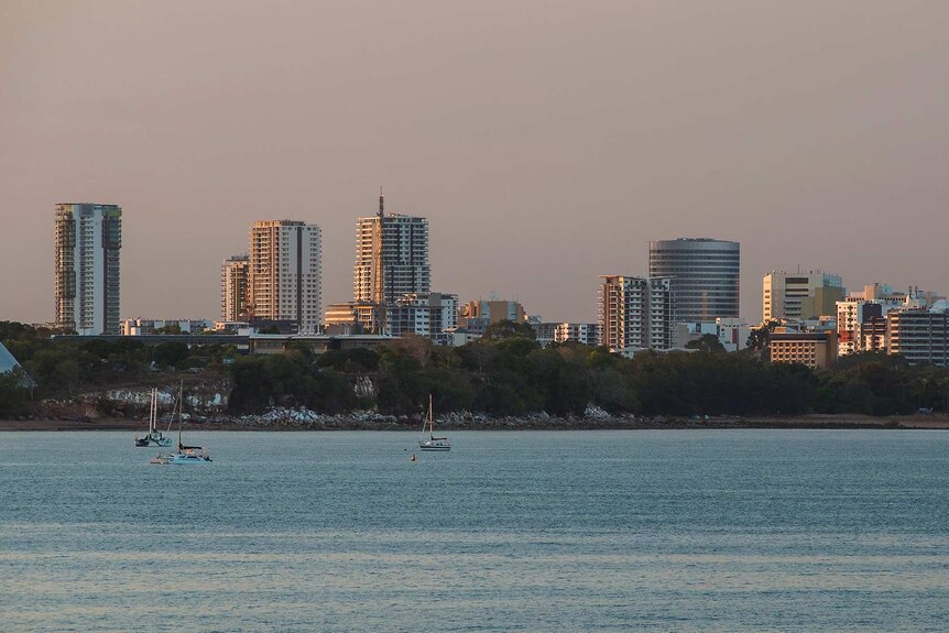 Morning light over the Darwin city skyline at East point.