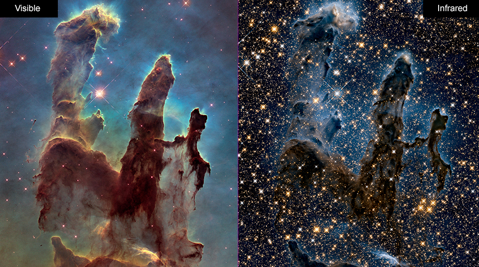 pillars of creation visible and infrared light