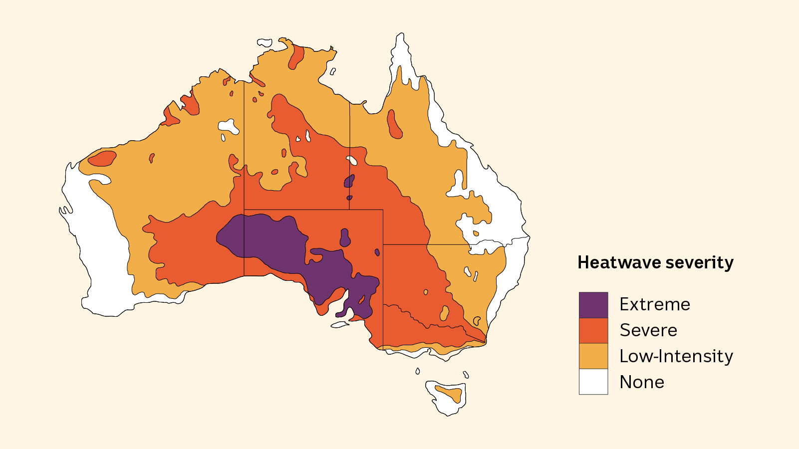 Heatwave warning map example