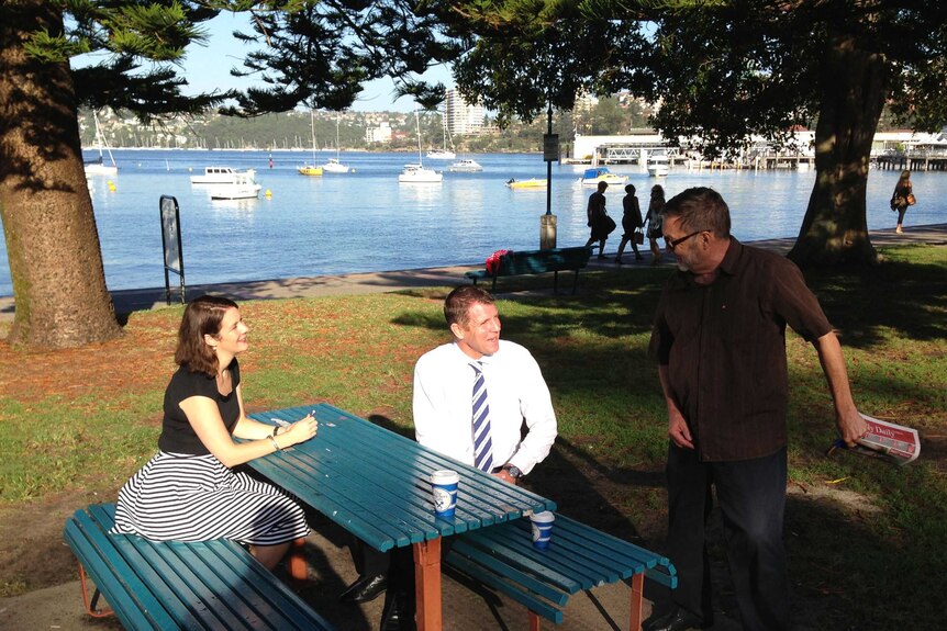 NSW Premier Mike Baird is interviewed by Brigid Glanville in Manly