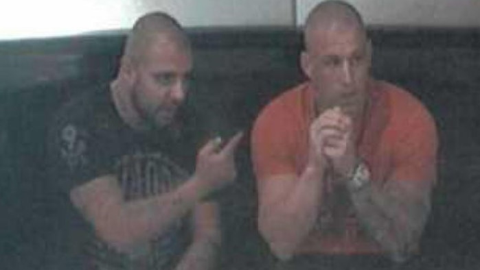 The CCTV image shows murder accused Fahad Quami with deceased gang member Pasquale Barbaro