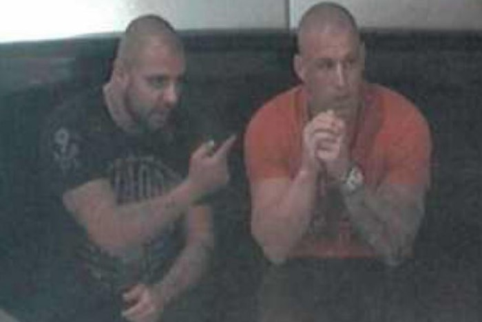 The CCTV image shows murder accused Fahad Quami with deceased gang member Pasquale Barbaro