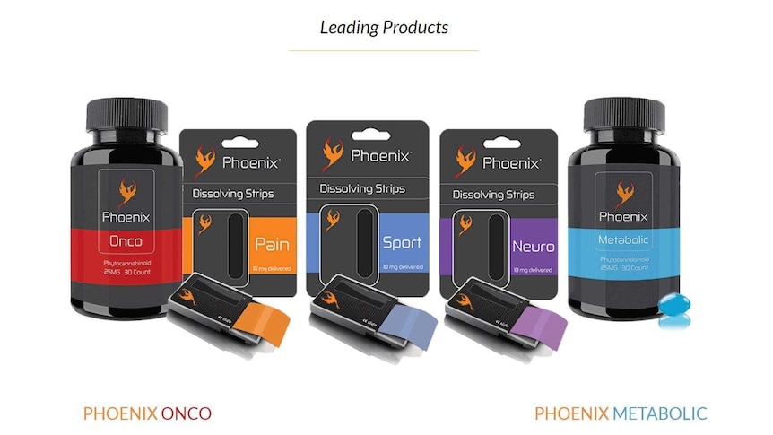 Various products from Phoenix in the form of dissolving strips and tablets.