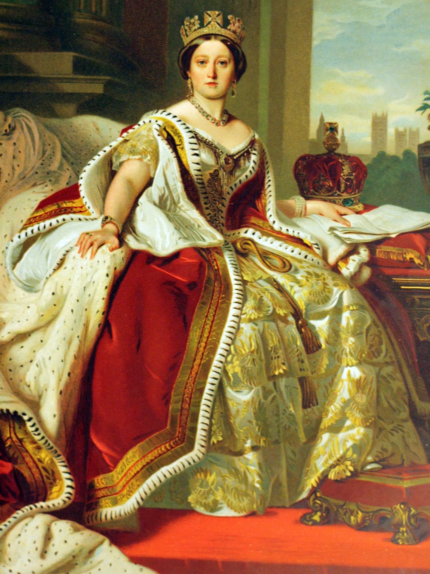 Huile sur toile portrait d'une jeune reine Victoria