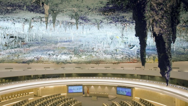 Empty room of the Human Rights Council