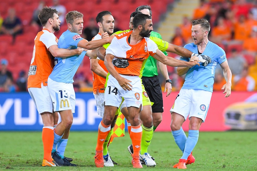 Brisbane Roar and Melbourne City engage in a good old fashioned stink