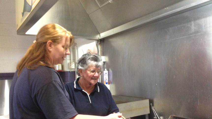 Tee-na Apted and her mother Yvonne Apted in their takeaway shop.