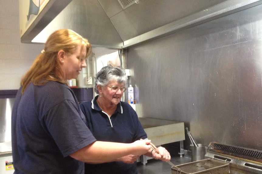 Tee-na Apted and her mother Yvonne Apted in their takeaway shop.