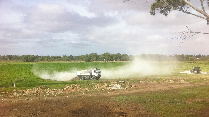 Limestone is being spread to reduce acid