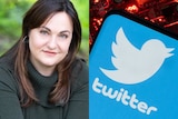 A picture of Ella Iwin alongside a picture of the Twitter Logo.