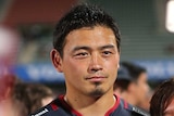 Fan favourite ... Ayumu Goromaru poses for photos at Ballymore on Friday night