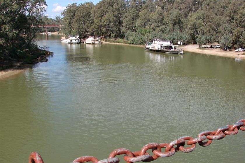 Looking down on the Murray river from the Port of Echuca