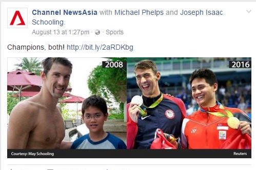 Photos of Michael Phelps and Joseph Schooling